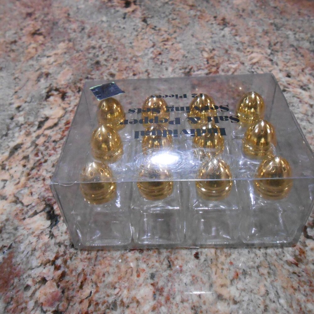 NIB 12 individual glass salt shakers